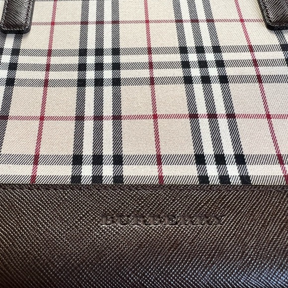 BURBERRY NOVA CHECK TOTE CANVAS FABRIC/LEATHER BEIGE EUC - Picture 5 of 14